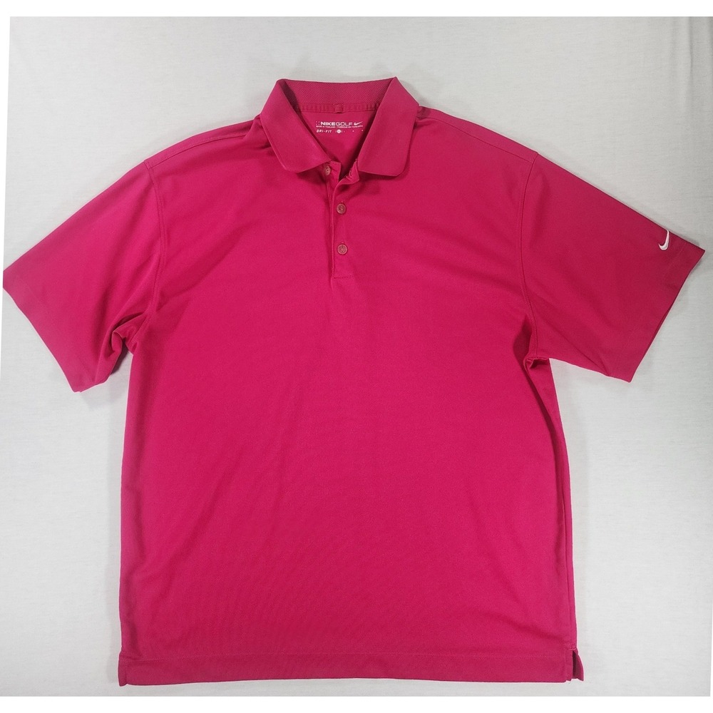 Nike Golf Polo Mens Large Short Sleeve Pink Dri-FIT Polyester 358324-615 Sport